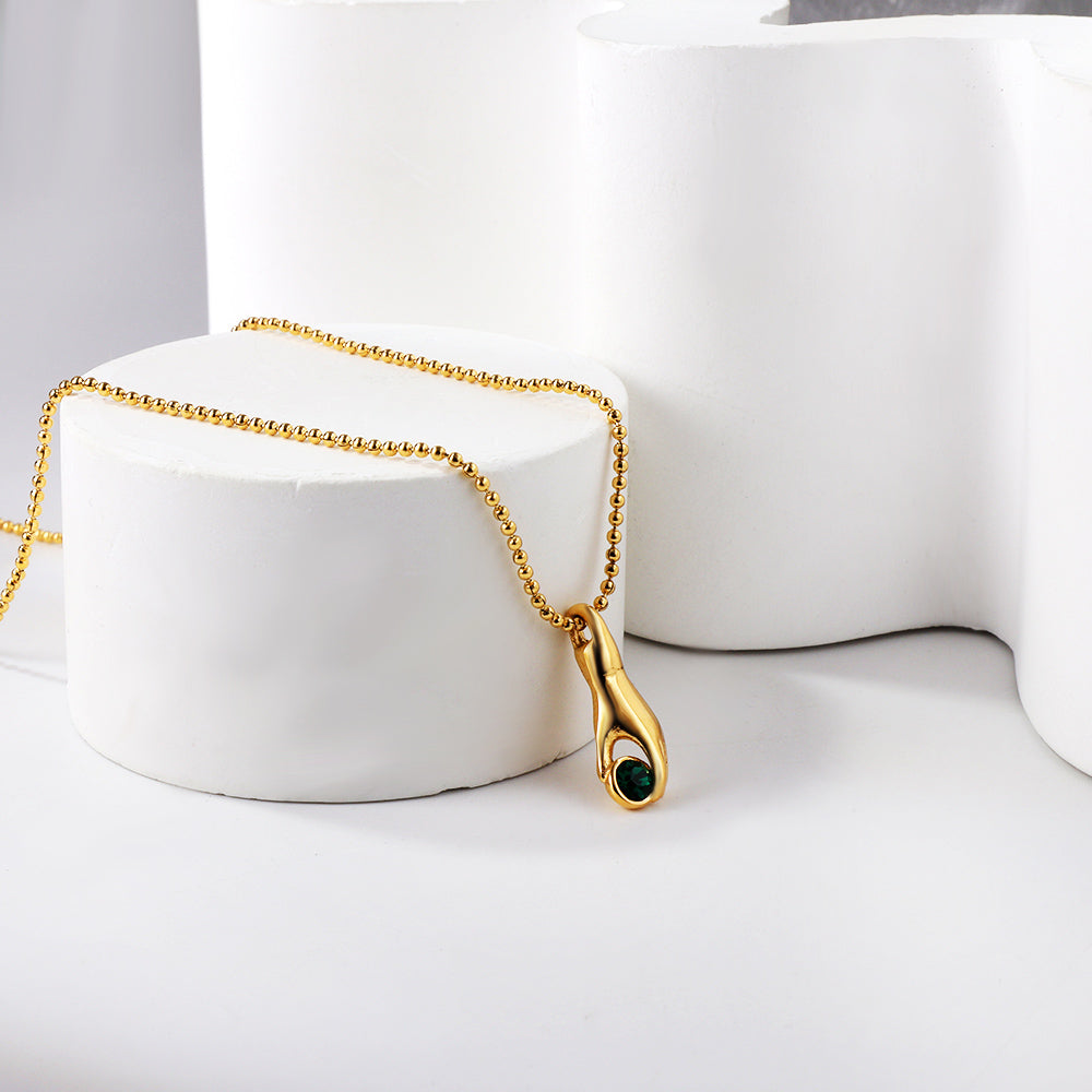 Hand-grip green diamond pendant necklace 40+5cm asonjewelry