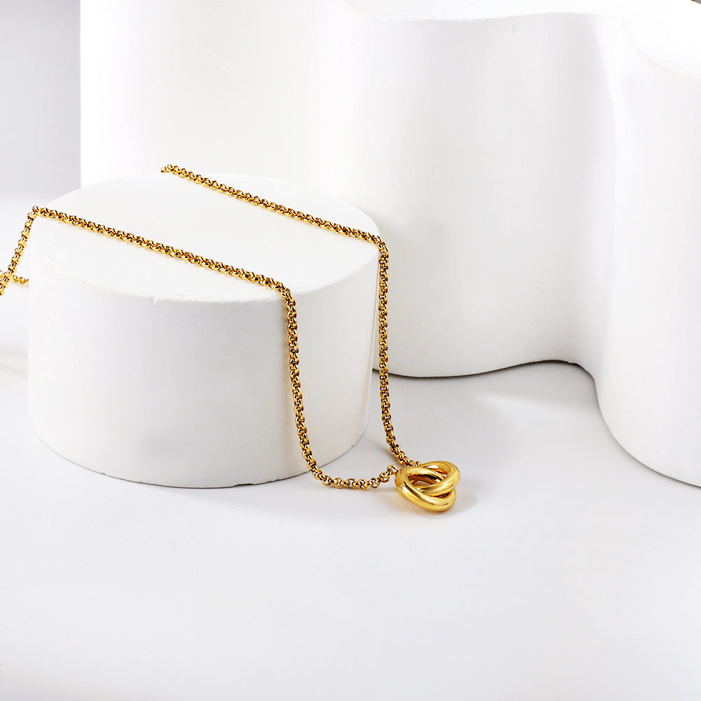 Double circle pendant necklace 40+5m