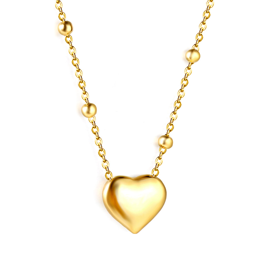 Heart Pendant + Bead Chain Necklace 43+5cm asonjewelry