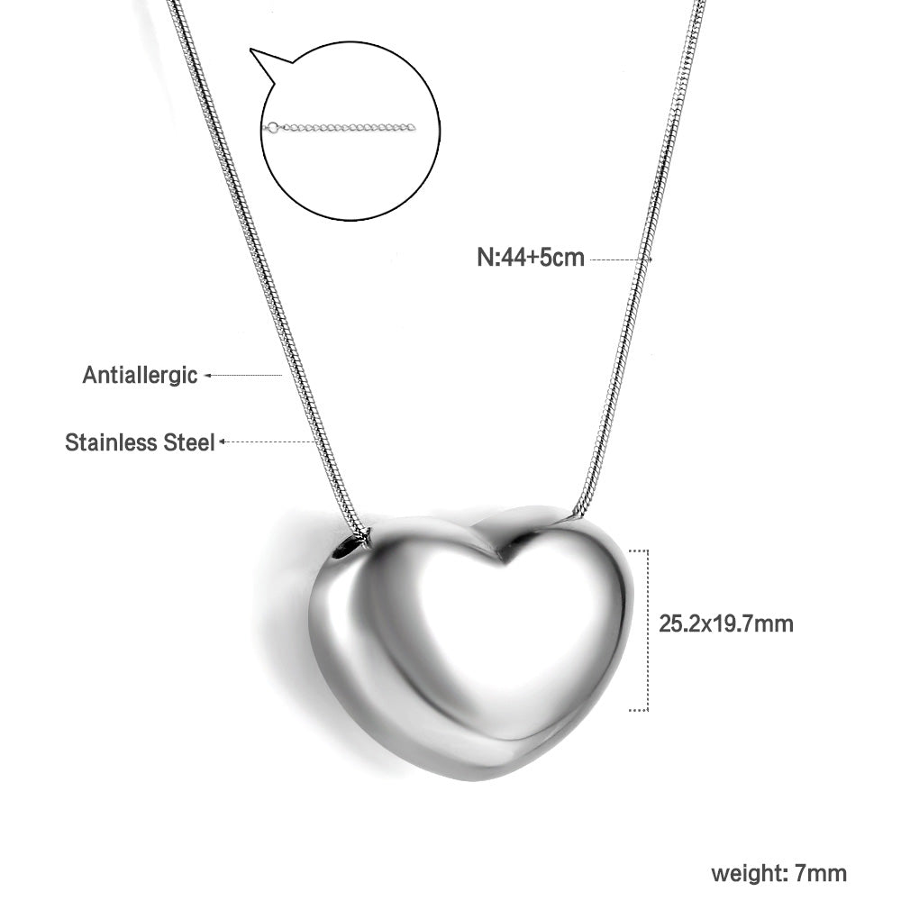 25*19.5mm Heart Hollow Pendant Necklace 44+5cm asonjewelry