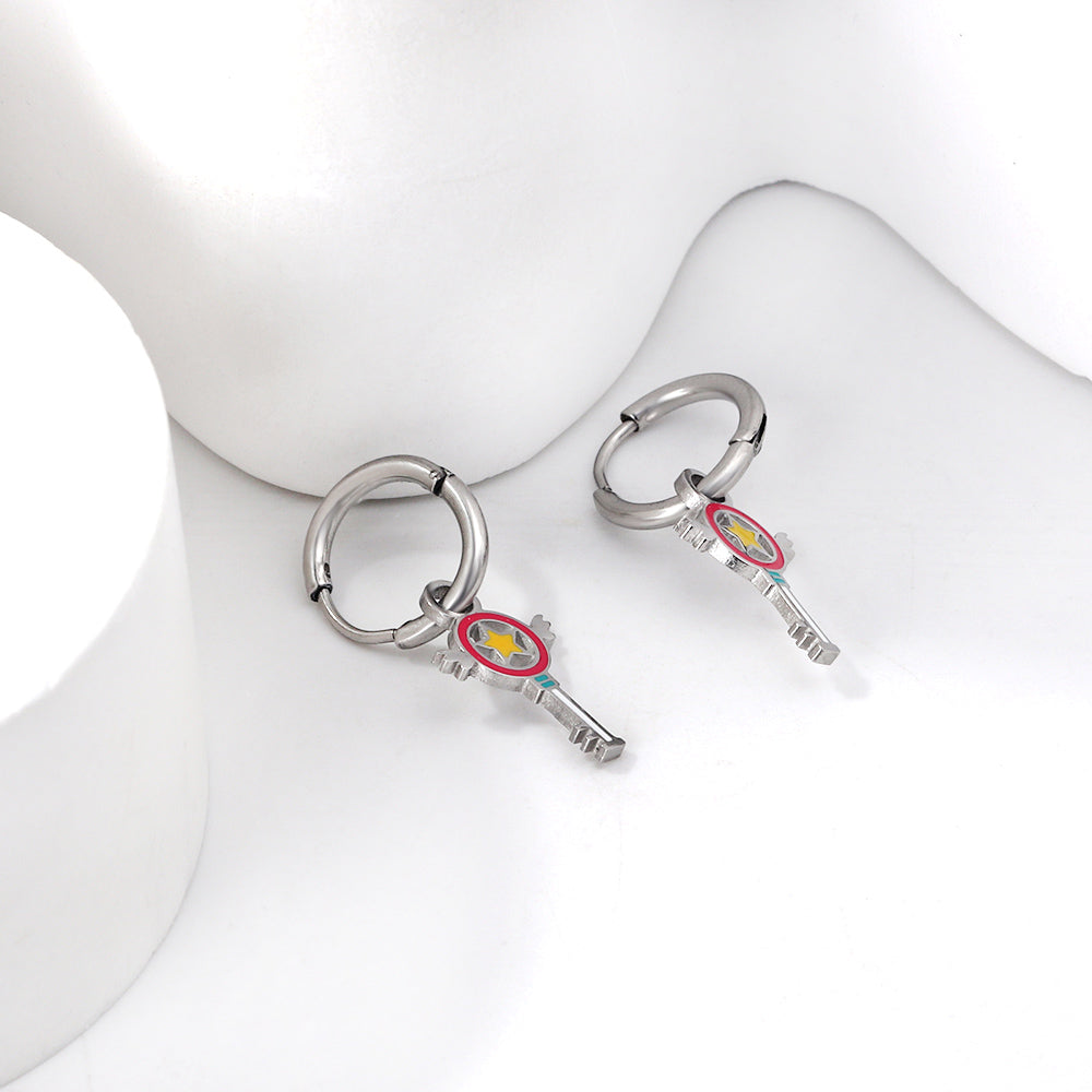 1.6x11mm Circle with Mixed Color Magic Wand Earrings asonjewelry