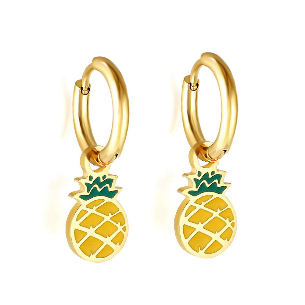 New 1.6x11mm Circle With Mixed Color Pineapple Earrings asonjewelry