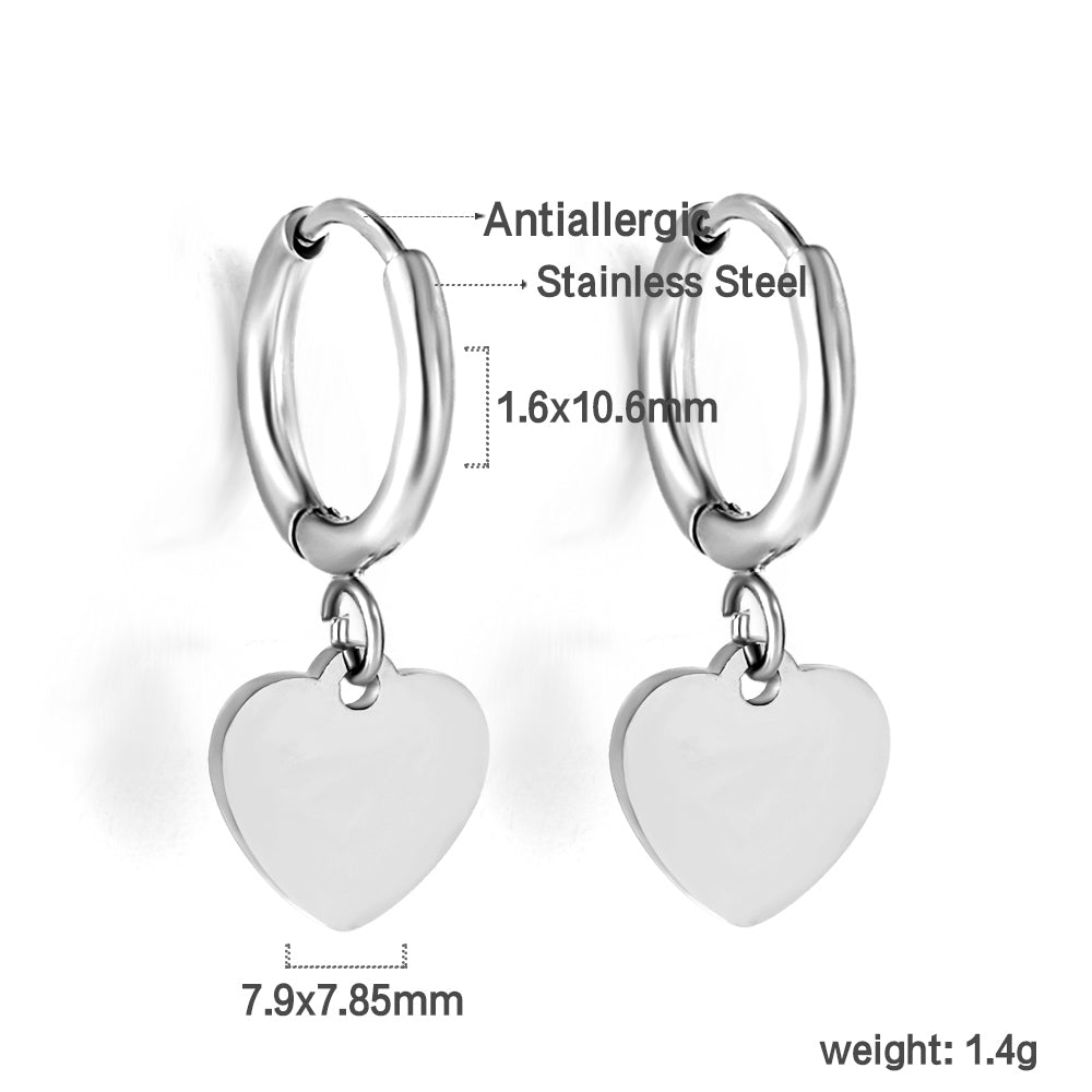 1.6x11mm Circle with Hearts Stud Earrings
