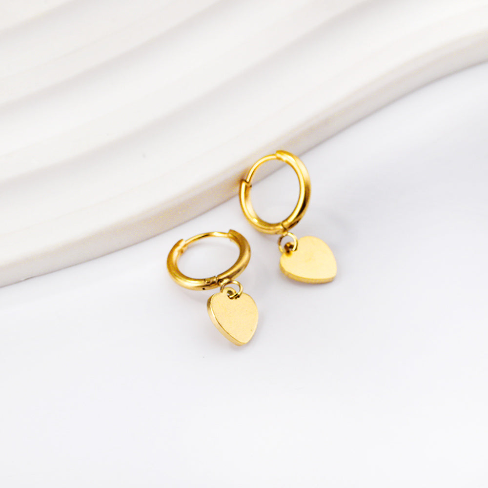 1.6x11mm Circle with Hearts Stud Earrings