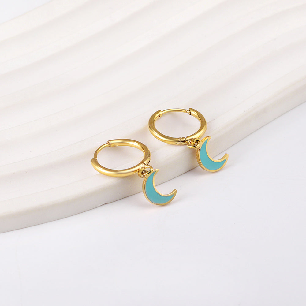 1.5x12.5mm circle with blue moon earrings asonjewelry