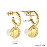 Half round steel beads with round cake man head earrings