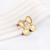 Half round steel beads with round cake man head earrings