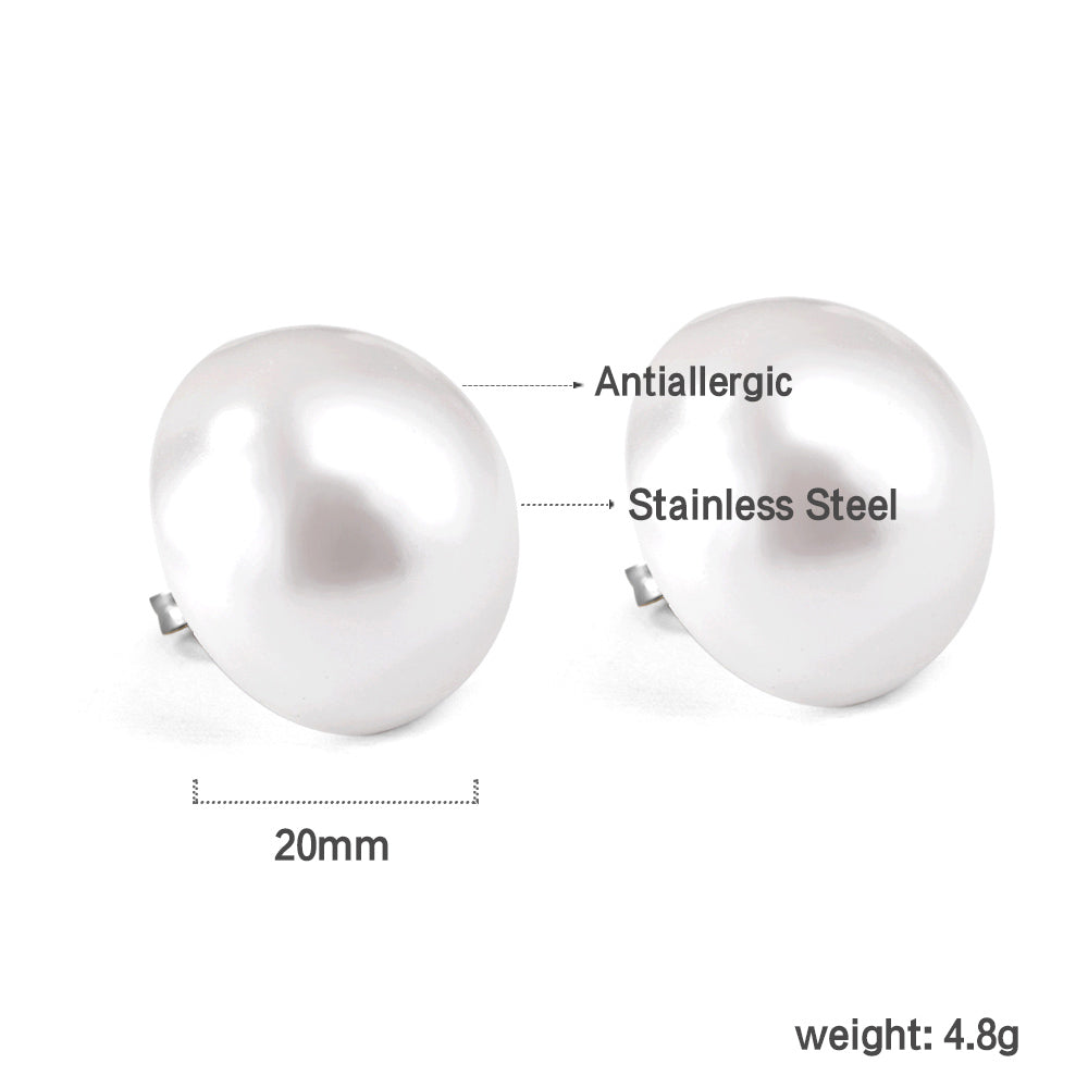 Boucles d'oreilles demi-perles blanches 20 mm