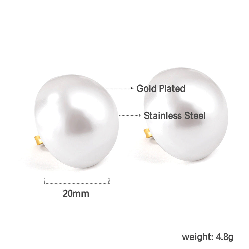 20mm half white pearl earrings asonjewelry