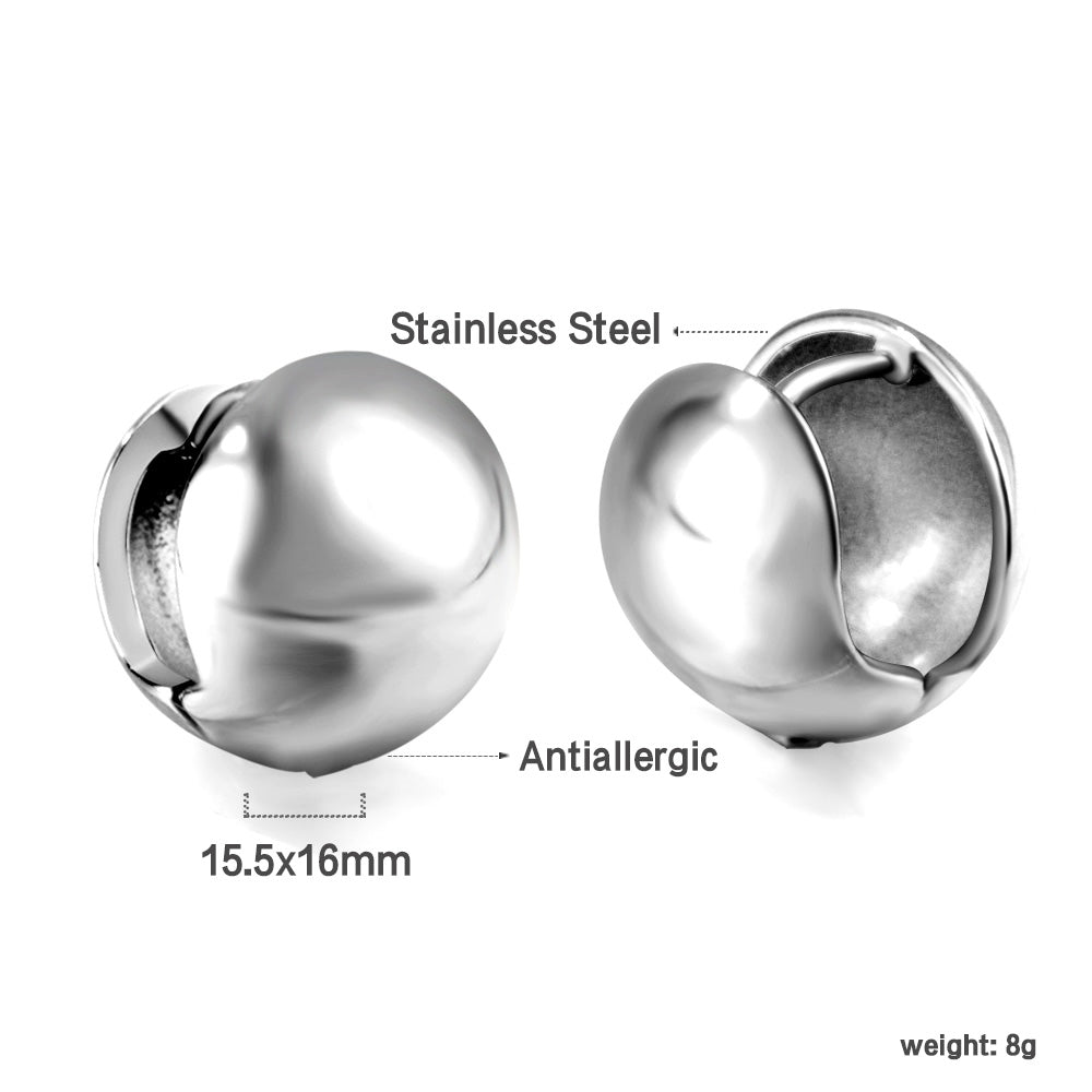 Steel-colored steel bead hollow ear clasp 15mm asonjewelry