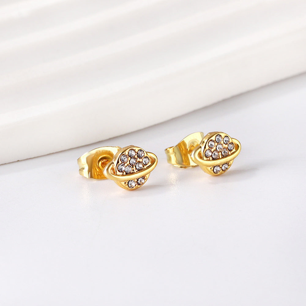 Pendientes Gold Planet + Talla Orbita con Diamantes