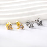 Gold fan leaf cut earrings with diamonds