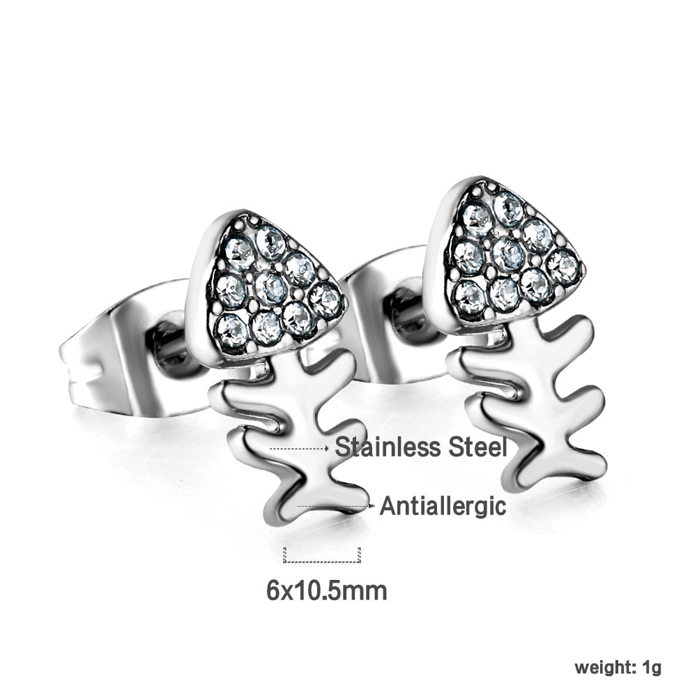 Gold fish bone cut earrings with diamonds asonjewelry