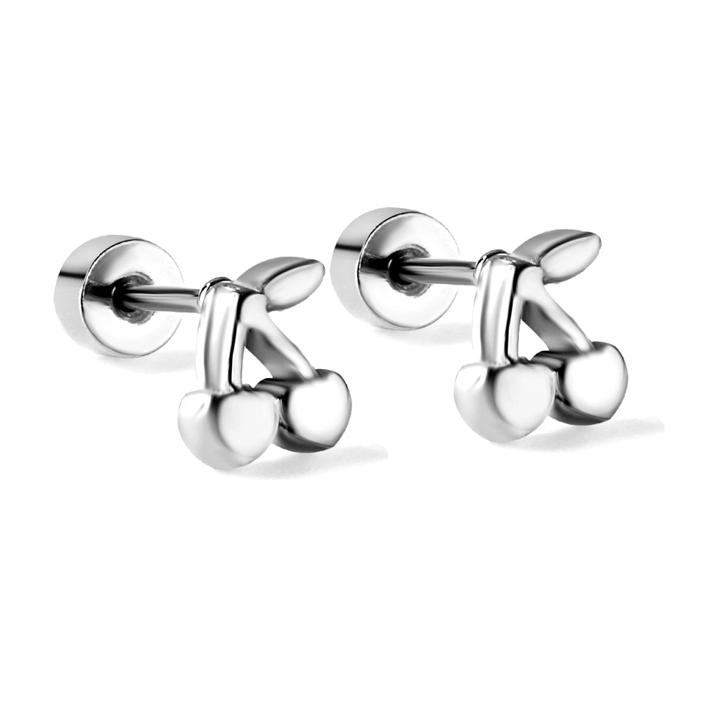Gold coloured screw-in cherry stud earrings asonjewelry