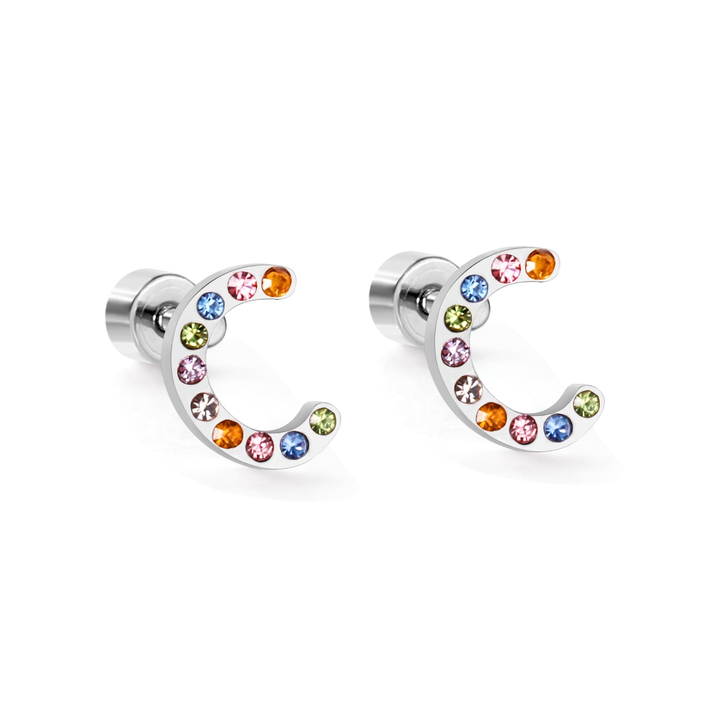 12 pairs Steel/Gold Monogram Screwback Earrings A-Z asonjewelry