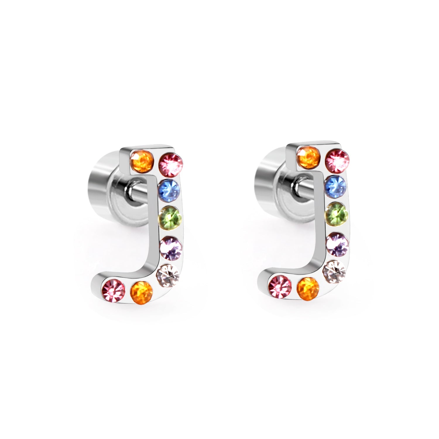 12 pairs Steel/Gold Monogram Screwback Earrings A-Z asonjewelry