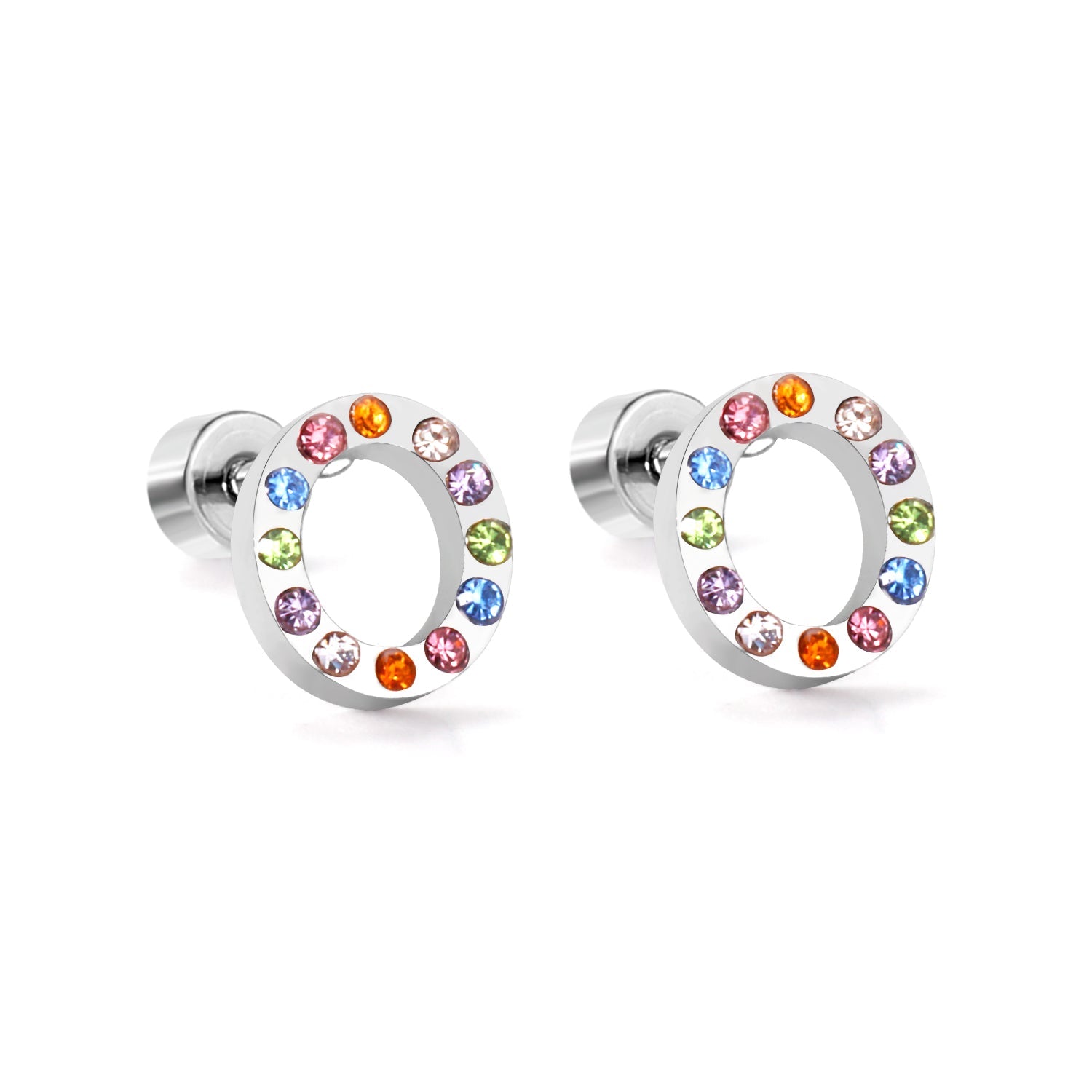 12 pairs Steel/Gold Monogram Screwback Earrings A-Z asonjewelry