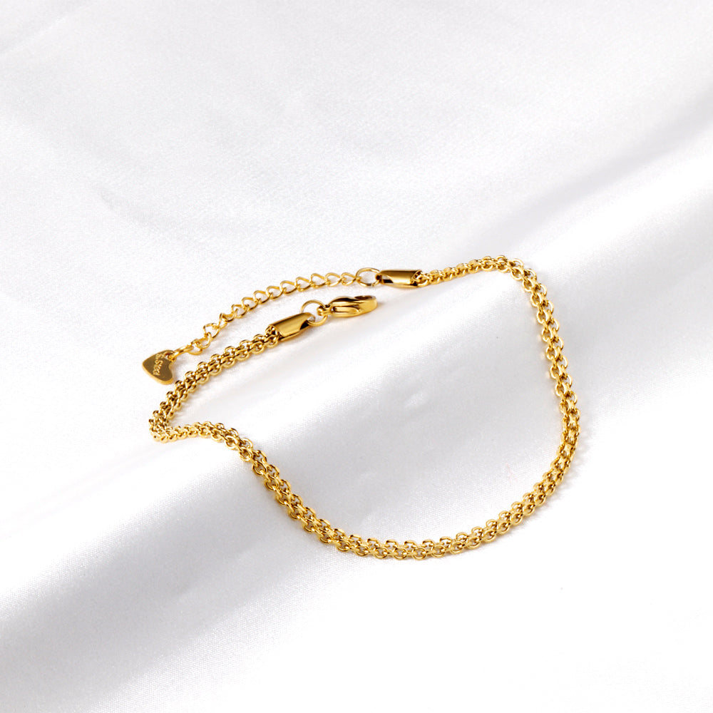Twist chain accessory anklet 23+5cm gold color asonjewelry