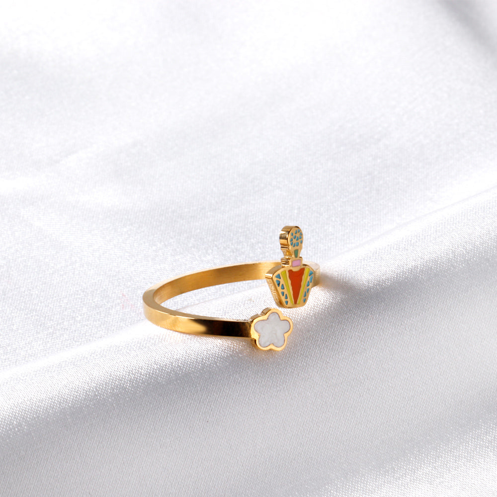 Cartoon child style oil drip + paste shell ring asonjewelry