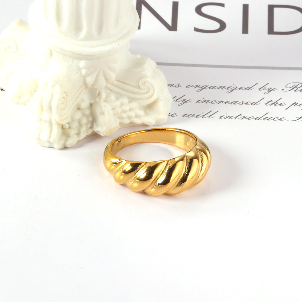 Popular jewelry French style 18k ring female hundred tide curved wide twist finger ring asonjewelry