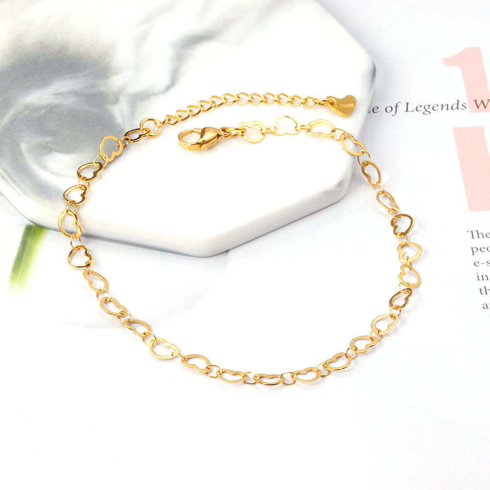 27 Heart Anklets 23+5cm Gold asonjewelry