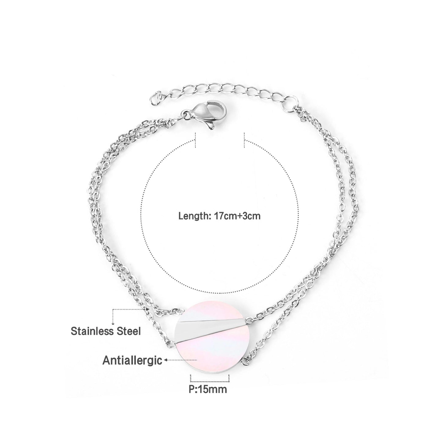 14K Gold & Steel Accessory Soft Bracelet 17+3cm asonjewelry