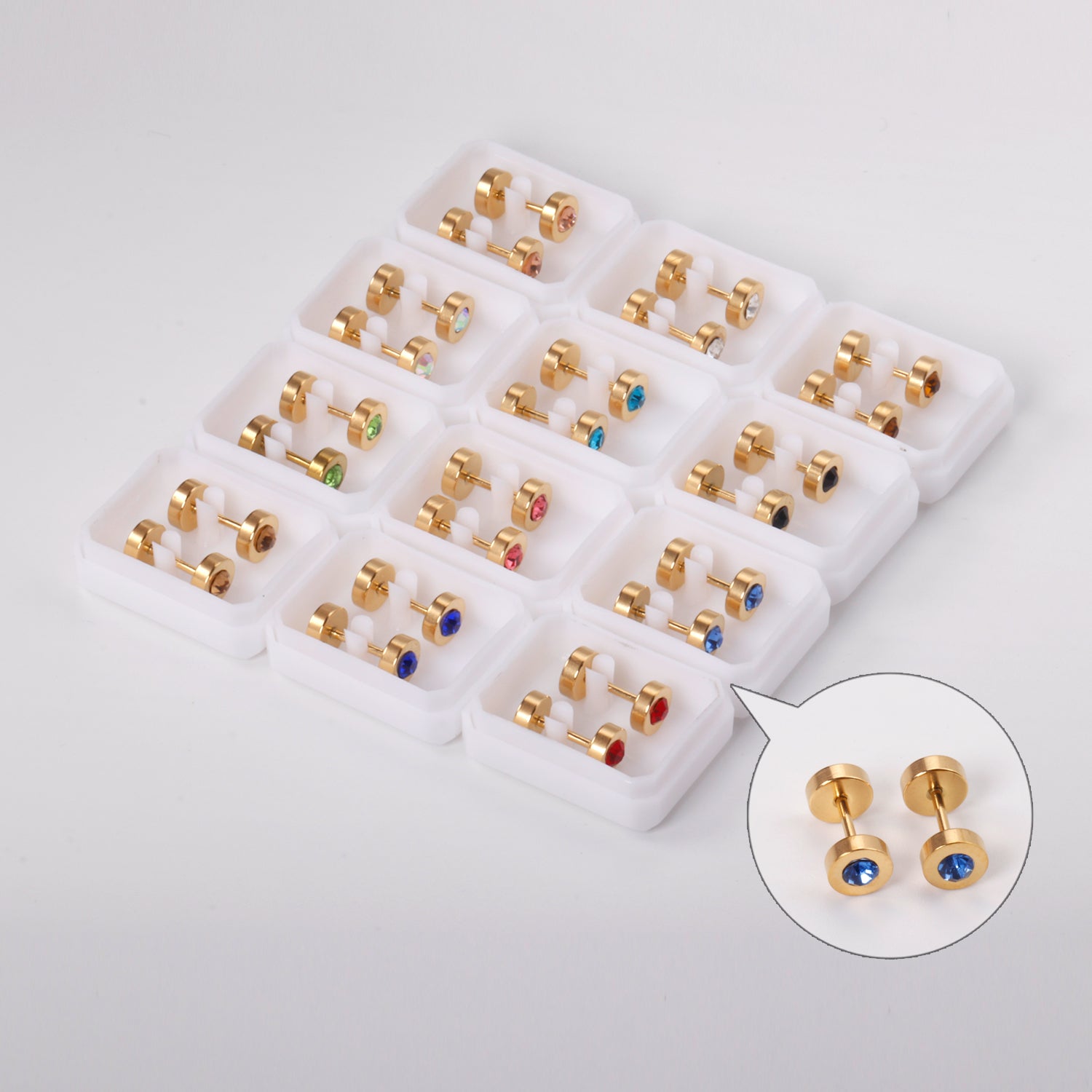 12 pairs 6mm steel/gold cylindrical white/black/mixed drill screw plugs asonjewelry