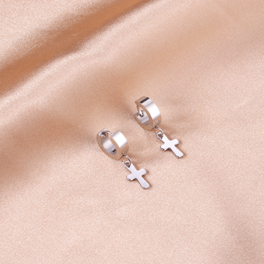 4*12mm Flat Clasp 7*12mm Cross Earrings asonjewelry