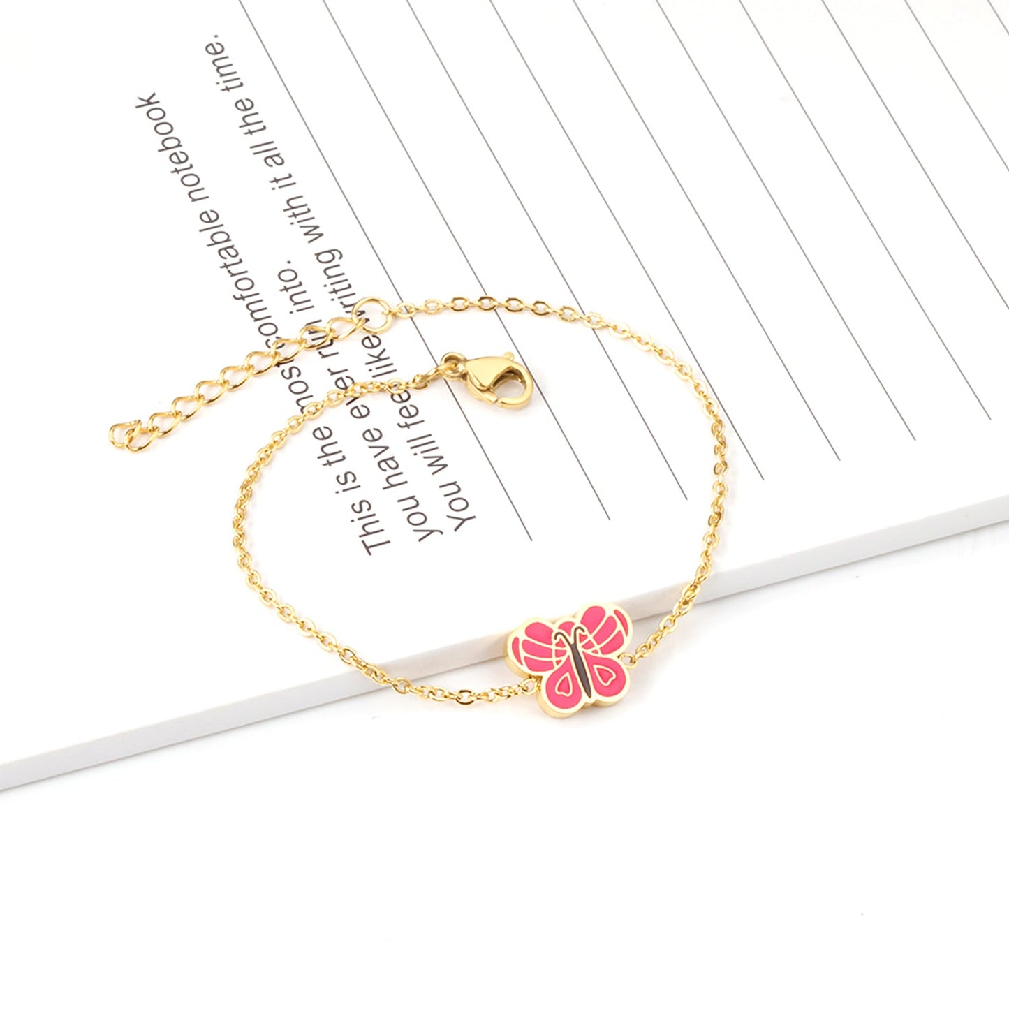 Butterfly Drip Oil 18+3cm Bracelet Gold Color asonjewelry