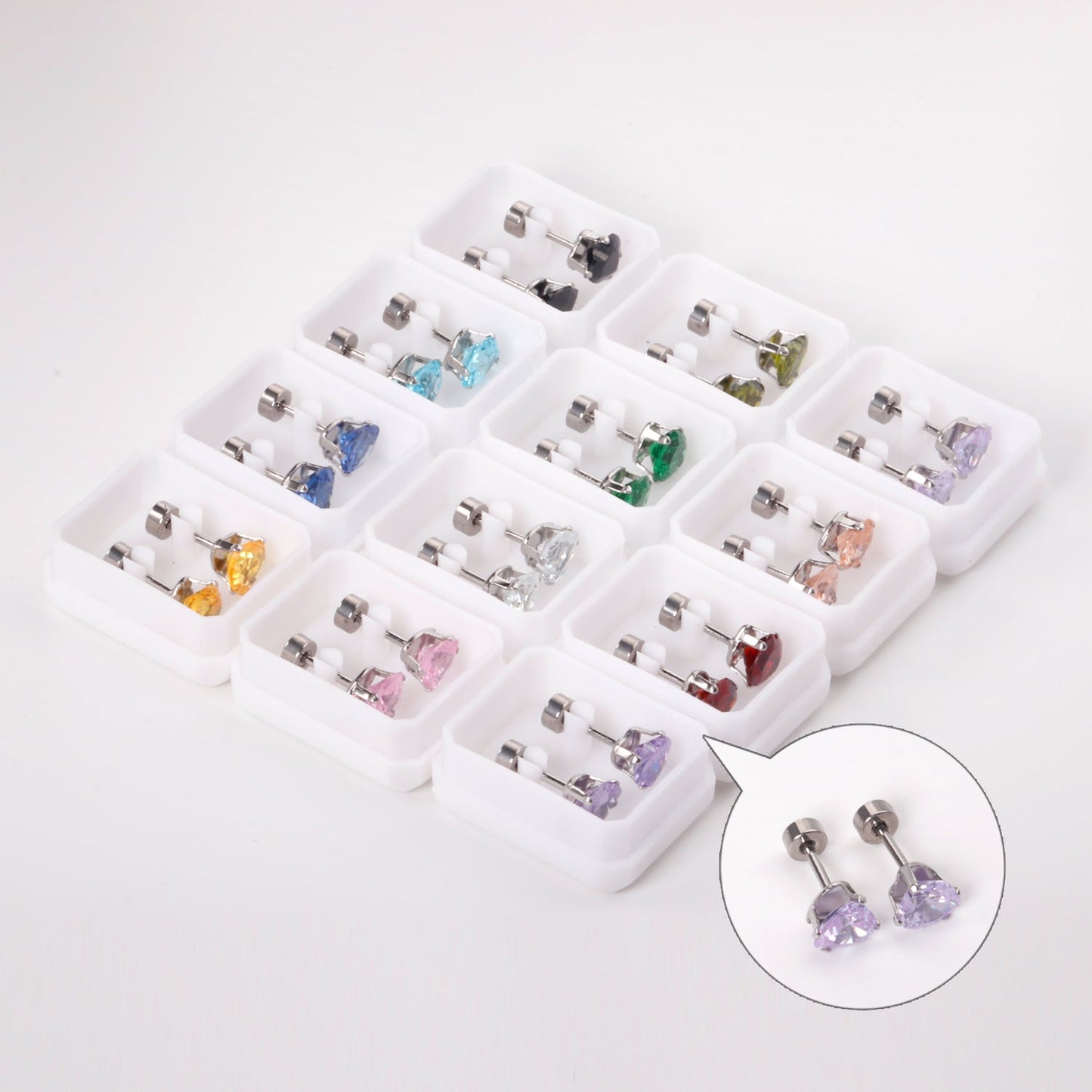 6mm Steel & Gold Heart Shaped Mixed Drill Plugs asonjewelry