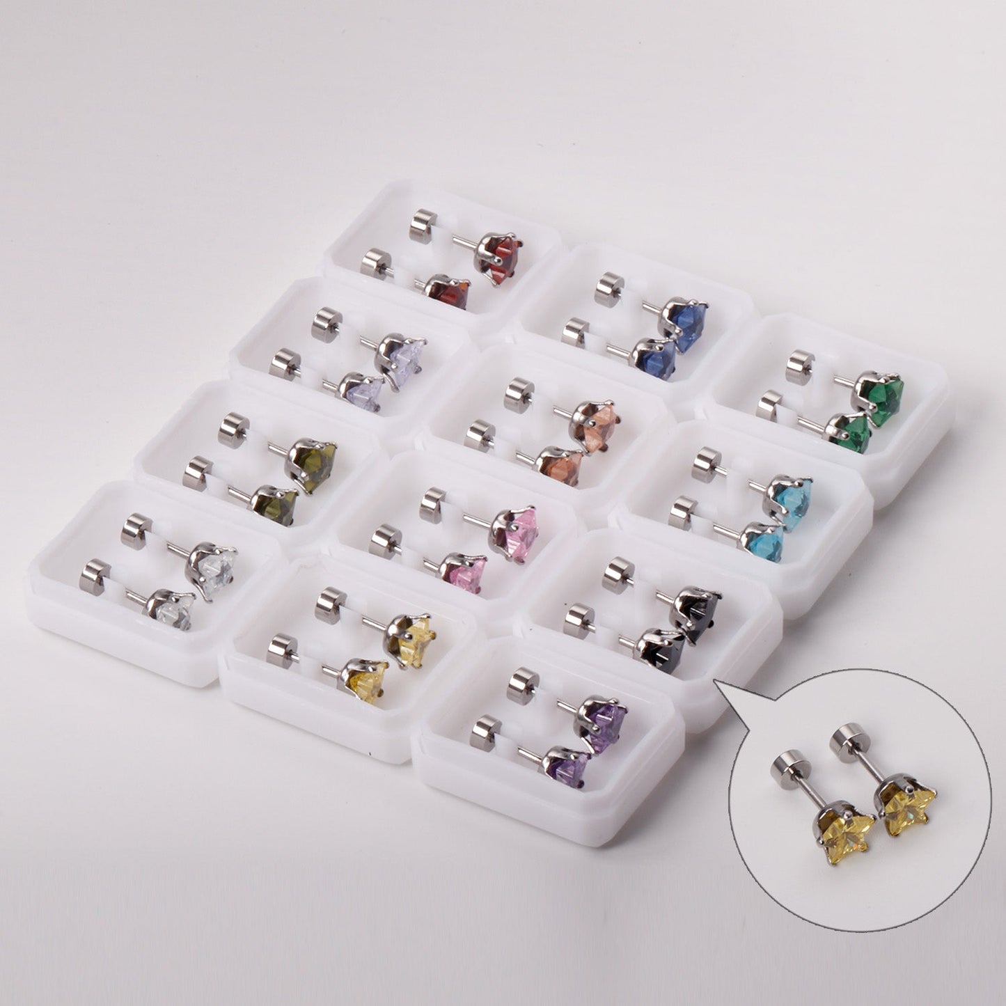 6mm Steel & Gold Pentacle Mixed Drill Plugs asonjewelry