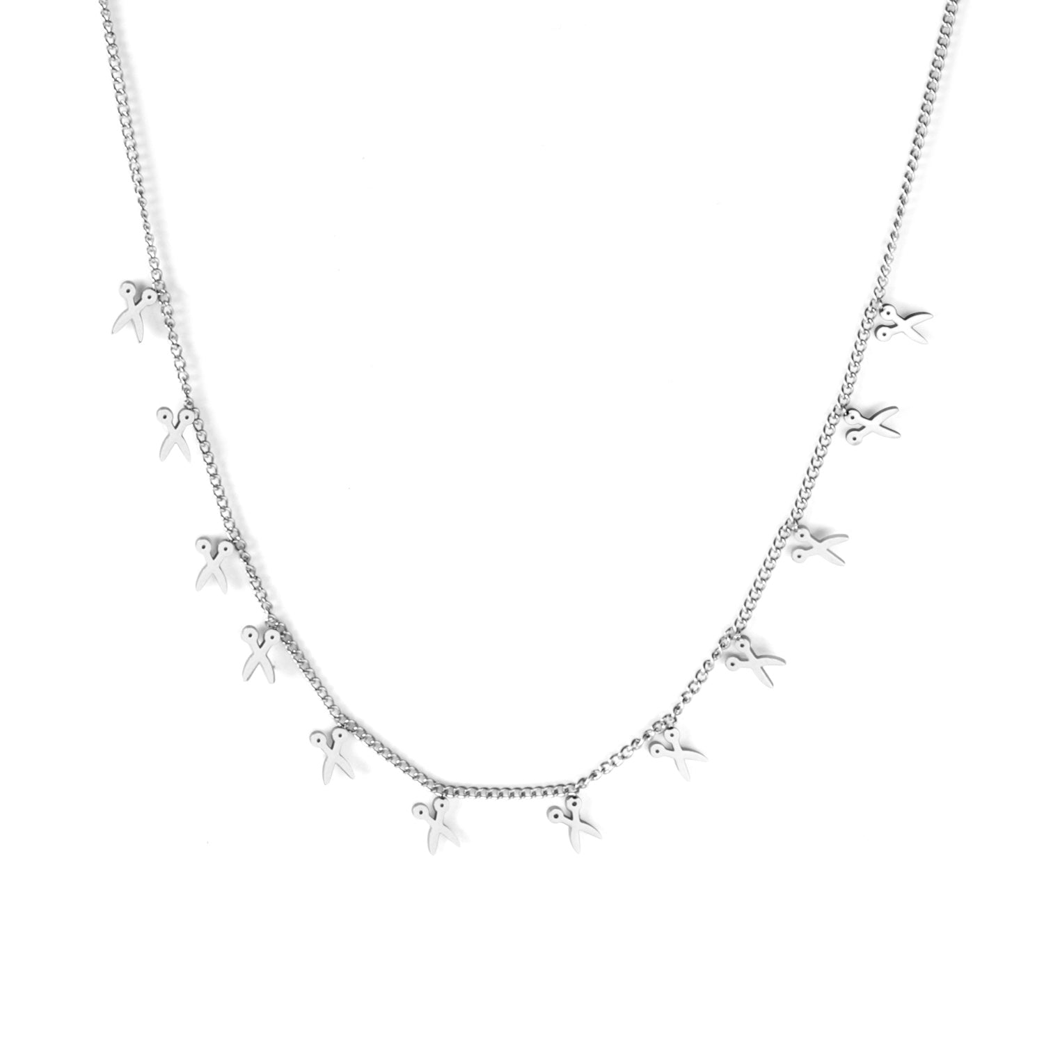 0.3 Side chain 40+5cm welded 12 necklaces with scissors 3.3*4.5mm in glossy finish. asonjewelry