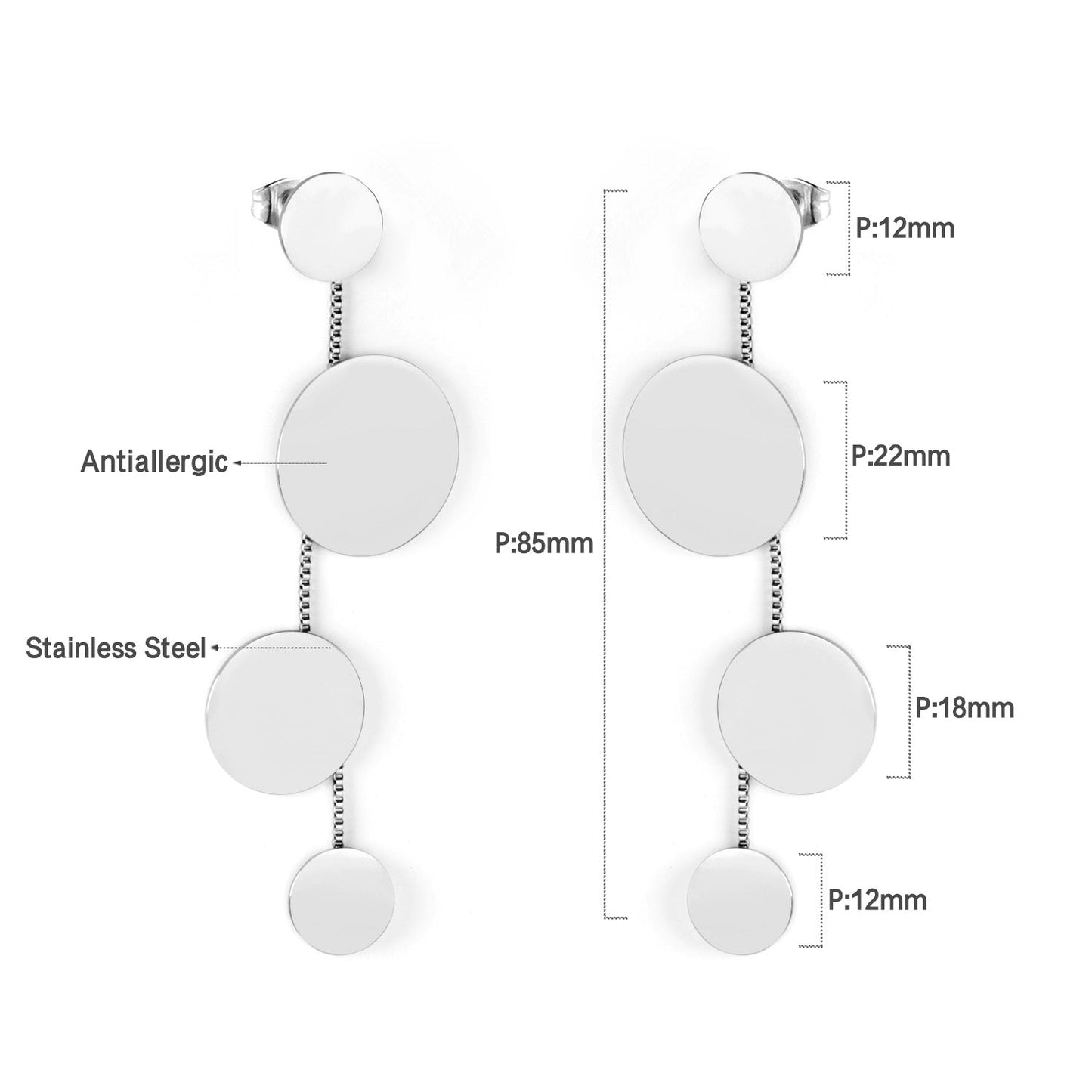 12+22+18+12mm round glossy earrings asonjewelry