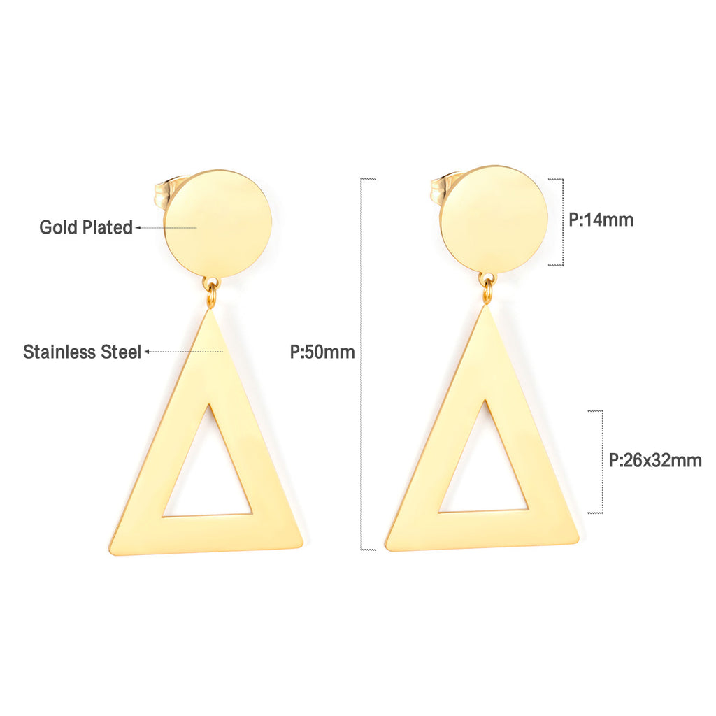 14mm Round + 26*32mm Triangle Smooth Earrings