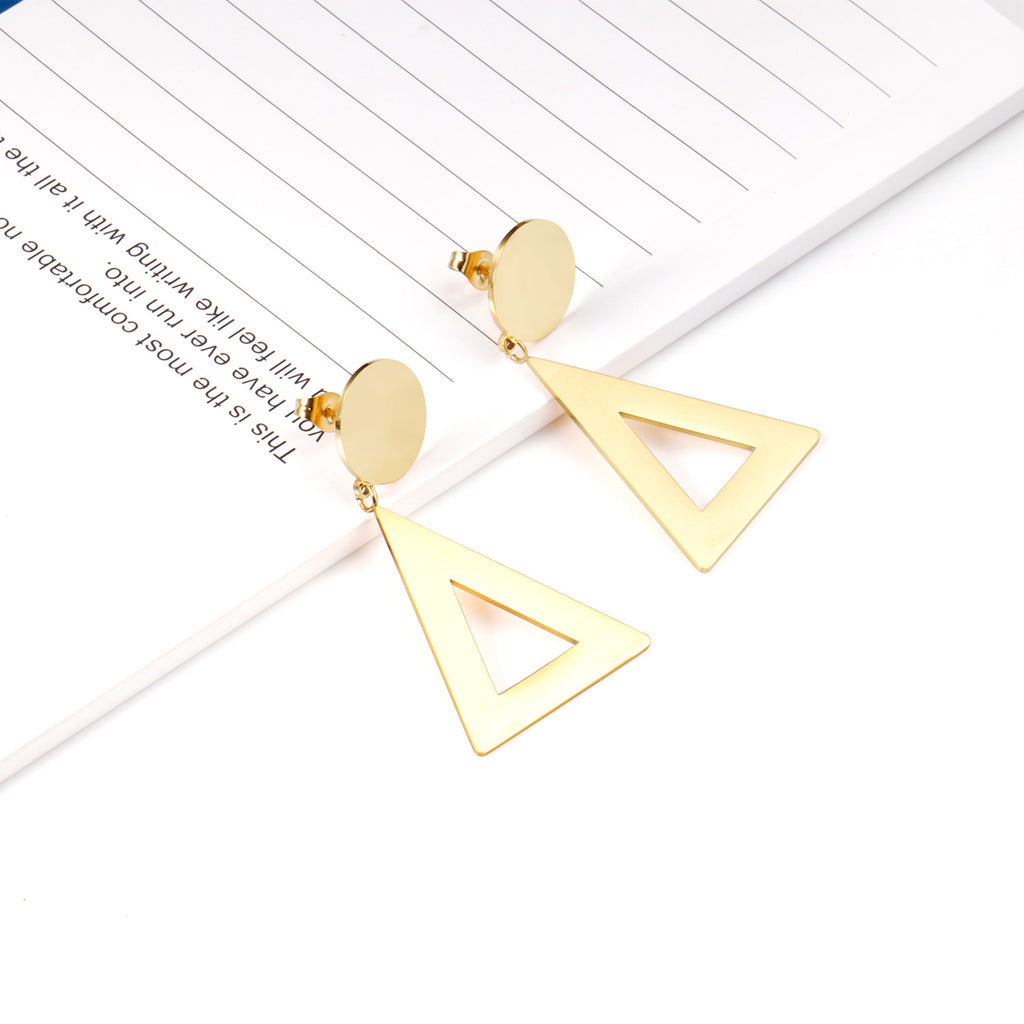 14mm Round + 26*32mm Triangle Smooth Earrings