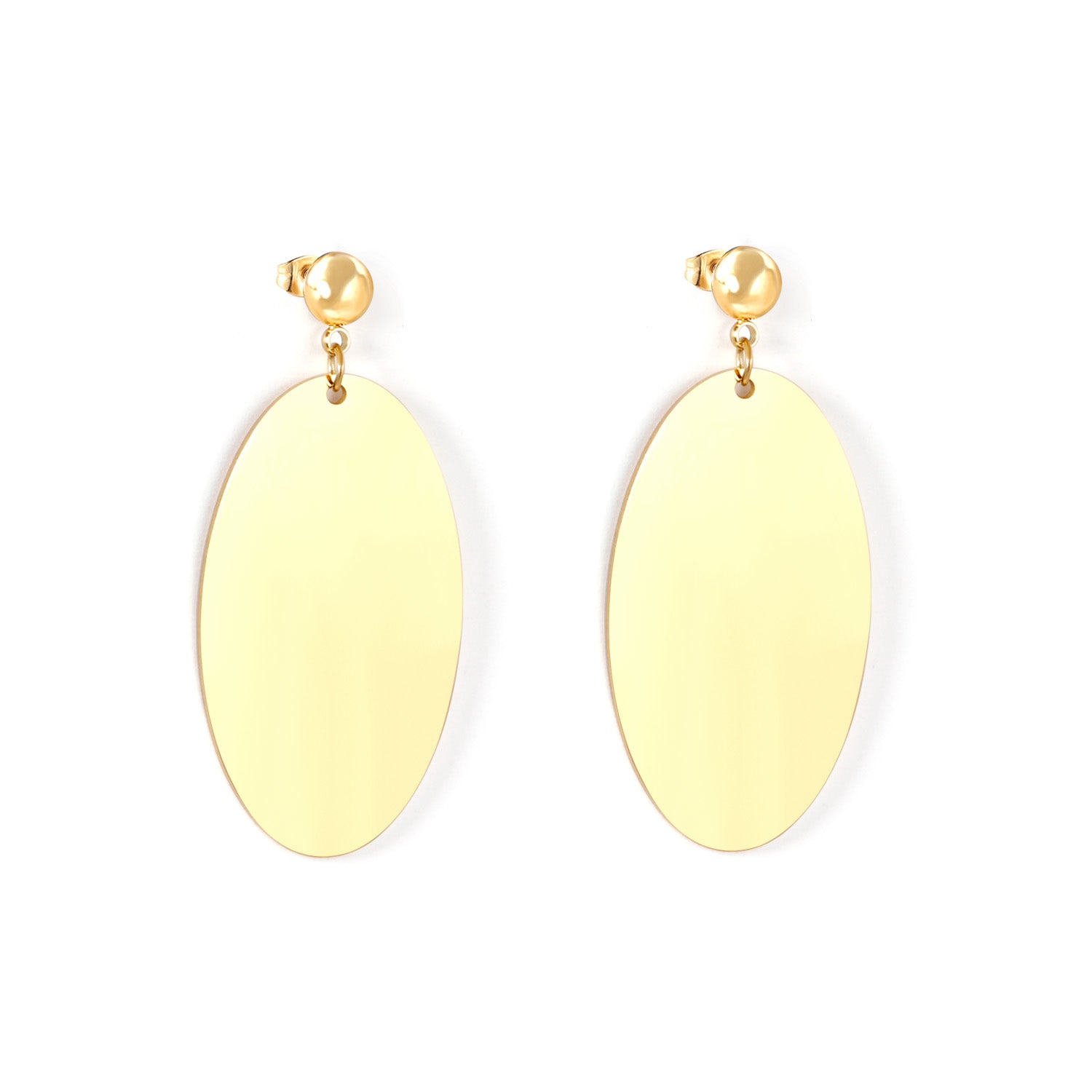 Halved Steel Bead Gloss & Brushed Oval Earrings asonjewelry