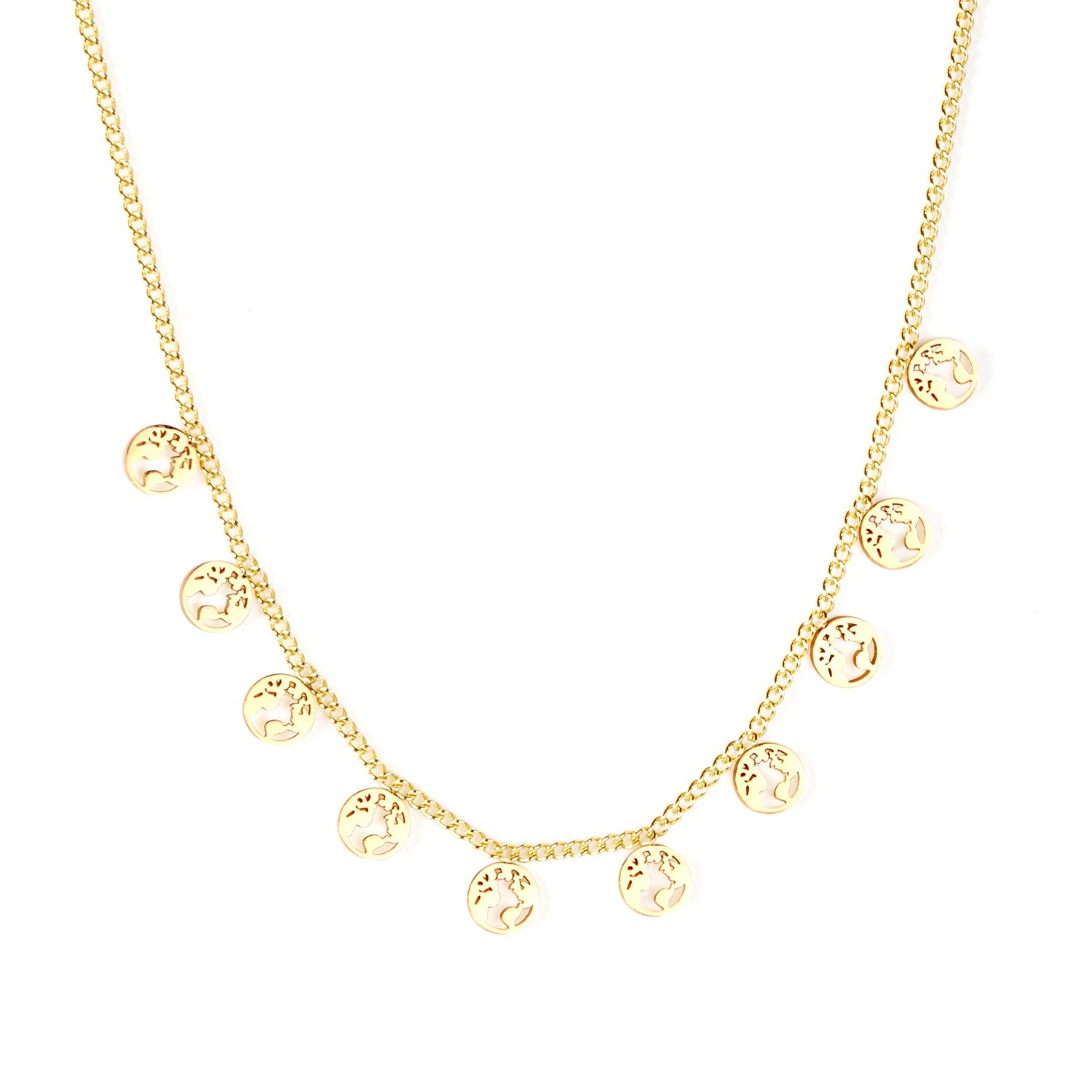 0.4 Side chain 40+5cm Necklace with 10 5mm round trees in polished finish asonjewelry