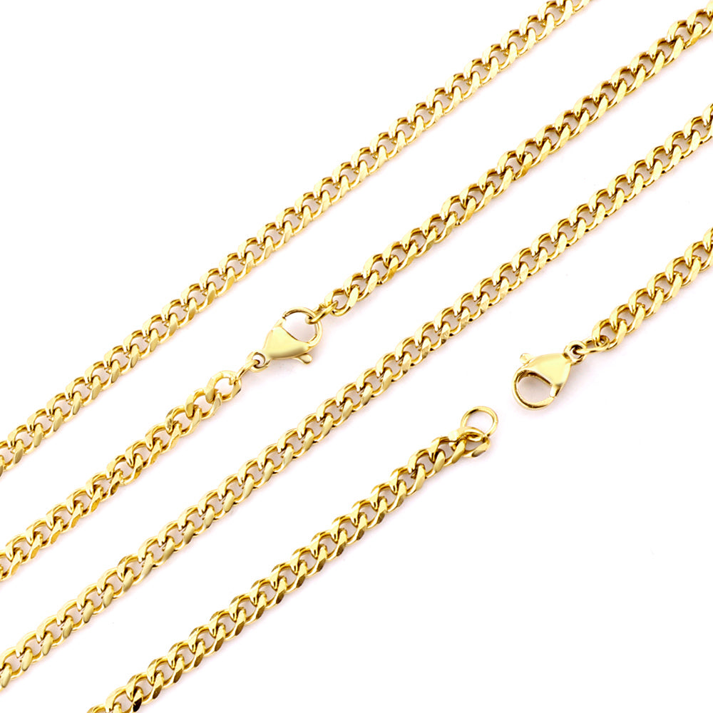 ASON 10pcs/bulk long necklace collar 1.0 wire 3.5mm*45cm grinding six sides matching chain steel color & gold stainless steel necklace wholesale asonjewelry