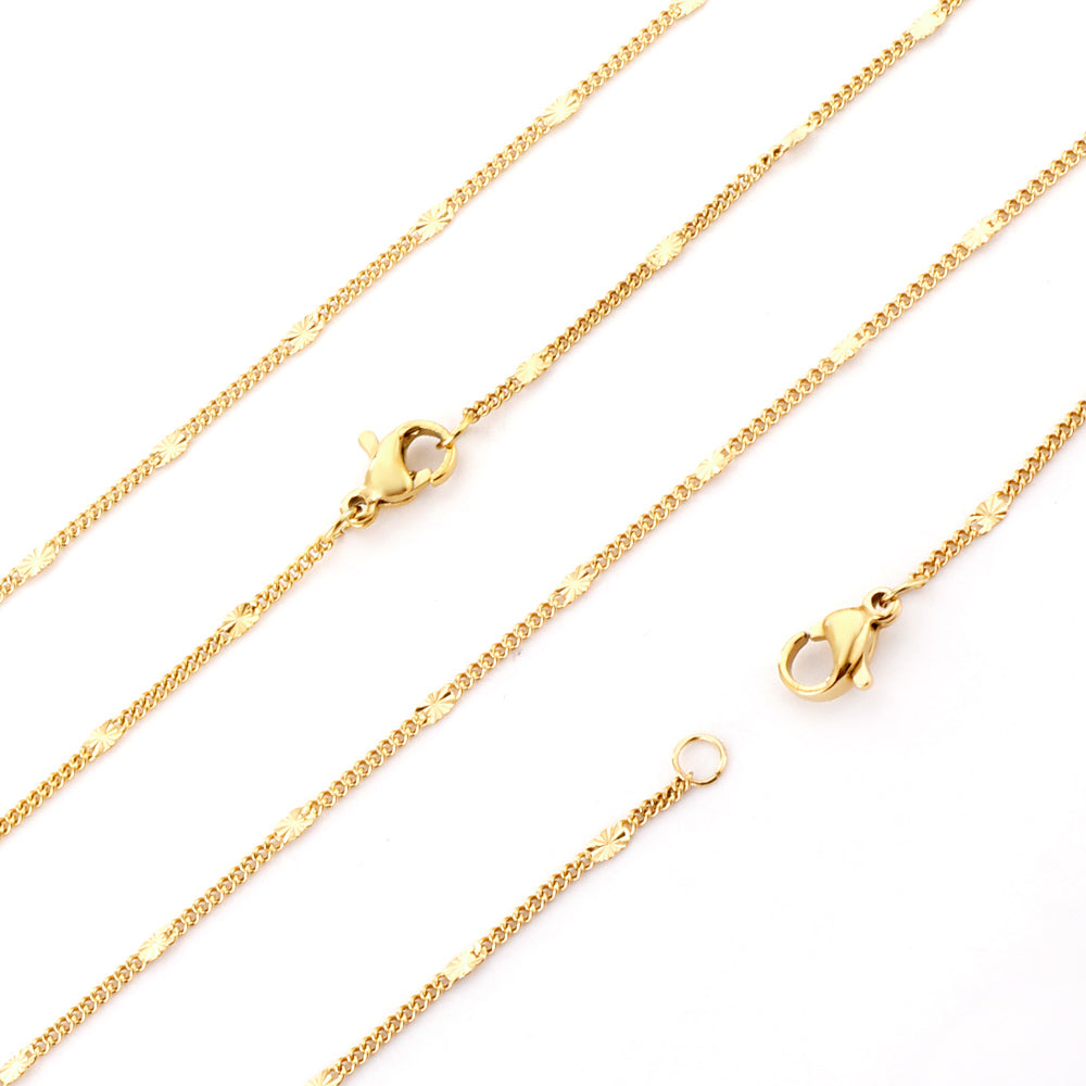 ASON 10pcs/bulk long necklace collar 0.4 wire 1.4mm*45cm side to side sunflower matching chain steel color & gold color stainless steel necklace wholesale asonjewelry