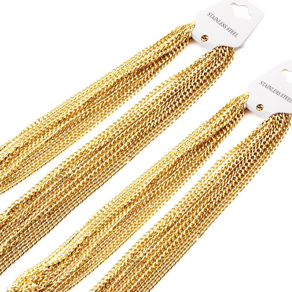ASON 10pcs/bulk long necklace collar 1.0 wire 3.5mm*45cm grinding six sides matching chain steel color & gold stainless steel necklace wholesale asonjewelry