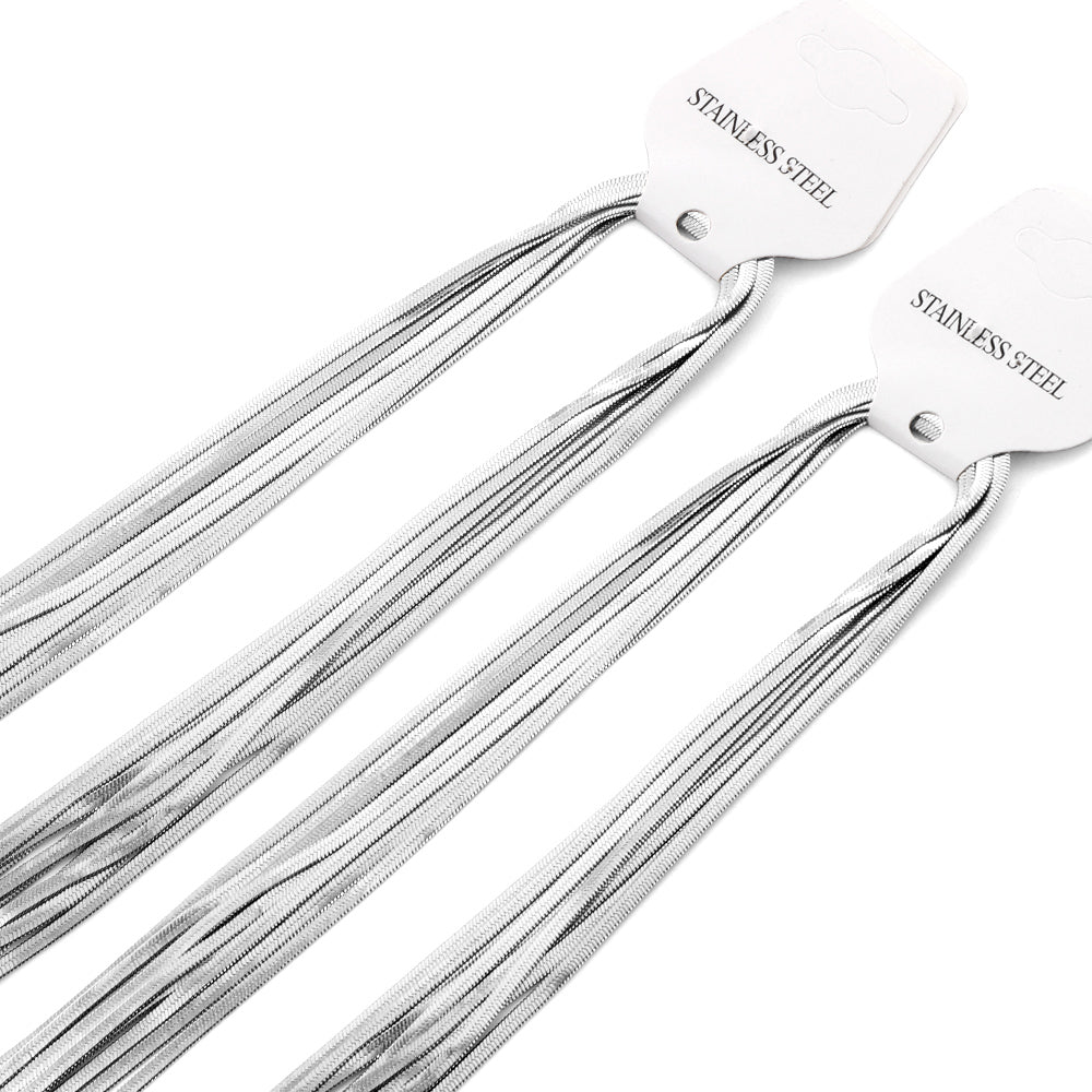 ASON 10pcs/bulk long necklace collar 0.4 wire 2.5mm*55cm razor blade chain with chain Steel Color & Gold Color Stainless Steel Necklace Wholesale asonjewelry