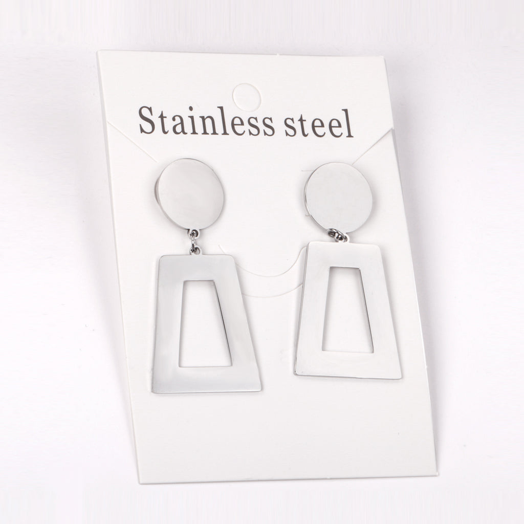 14mm Round + 21*26mm Trapezoidal Glossy Earrings