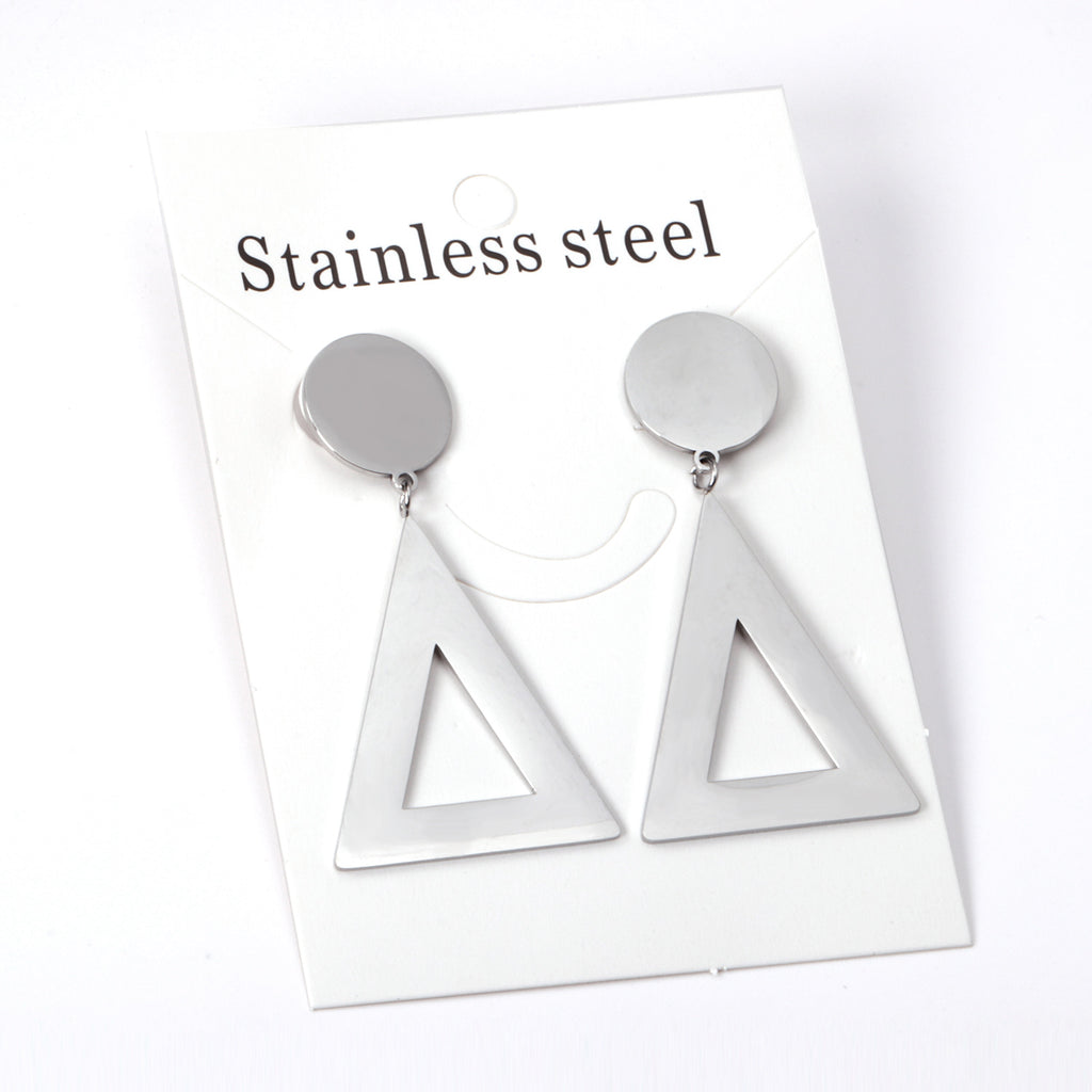 14mm Round + 26*32mm Triangle Smooth Earrings