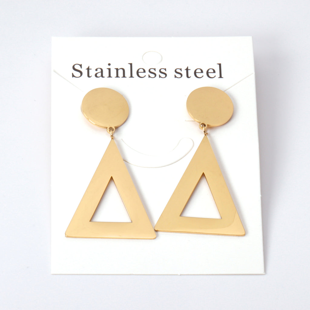 14mm Round + 26*32mm Triangle Smooth Earrings