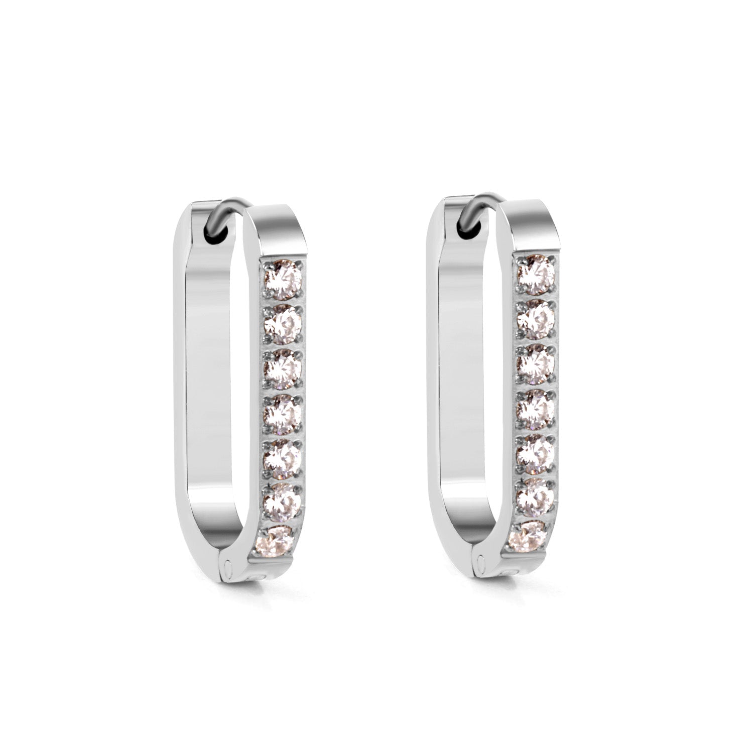 Rectangular Round Earrings with Diamonds 12*21.5mm asonjewelry