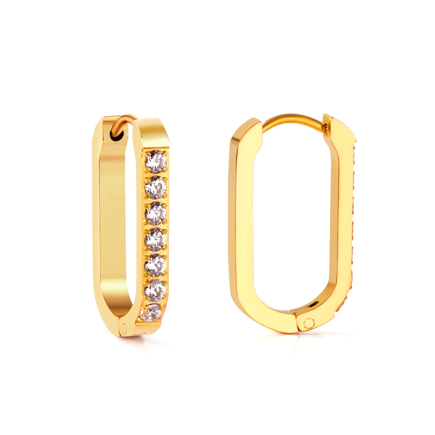 Rectangular Round Earrings with Diamonds 12*21.5mm asonjewelry