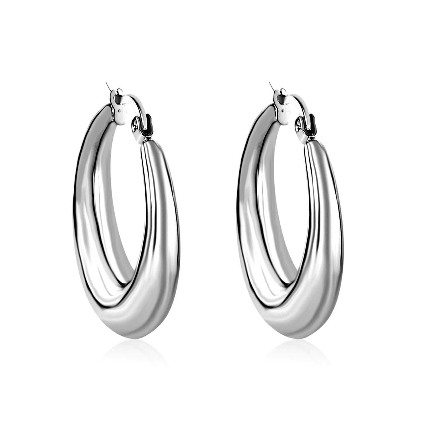 Minimalist Stainless Steel Round Large Stud Earrings asonjewelry