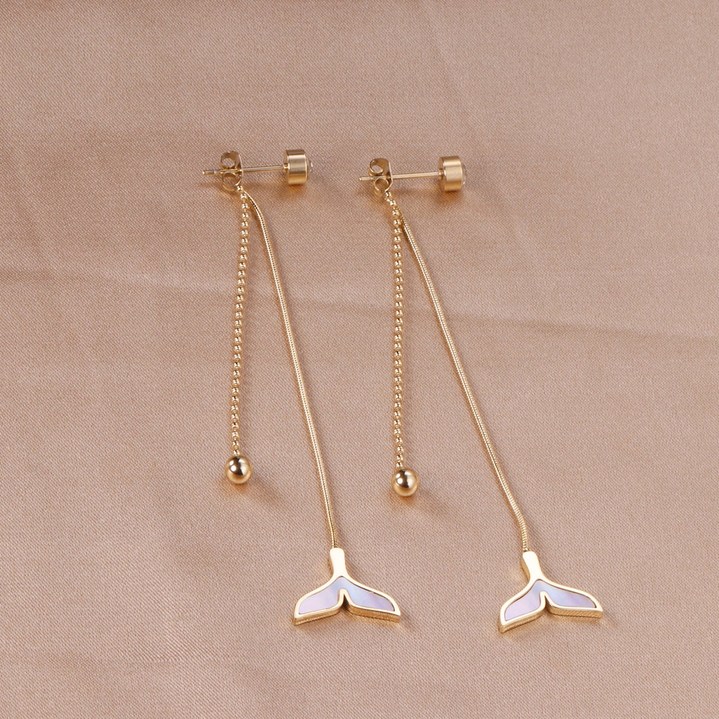 Cylindrical with Diamonds + Steel Beads + Fishtail Earrings asonjewelry