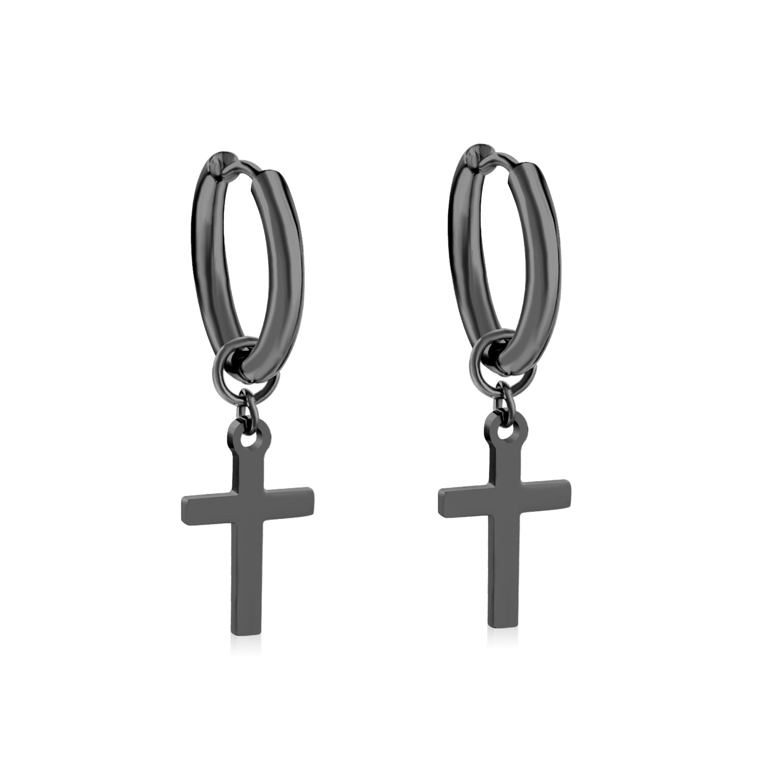 2.5 12mm Internal Wire Earrings-Steel & Gold & Rose Gold & Black Polished + 10x16mm Crosses asonjewelry