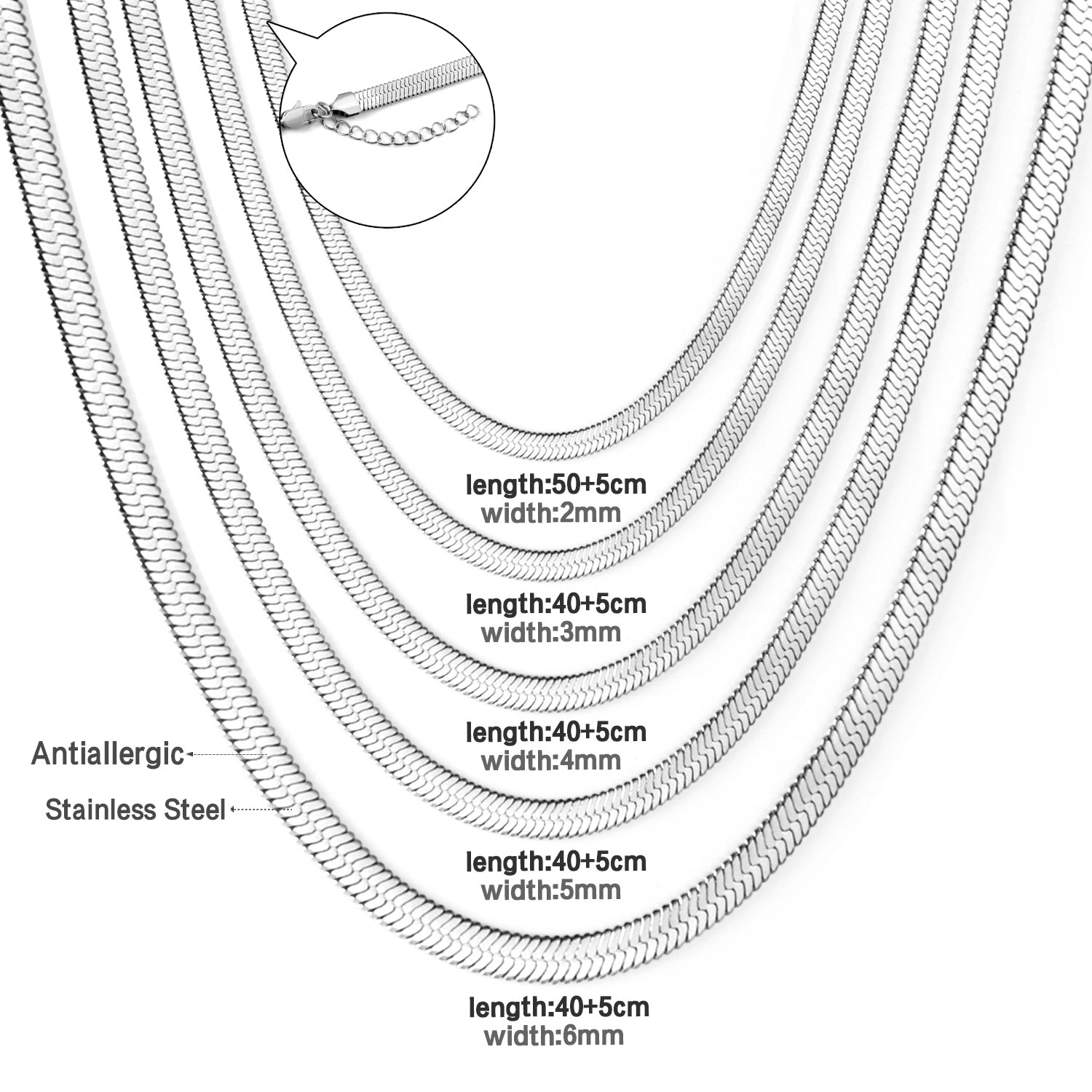 Popular 5MM*40+5CM Steel Color Blade Chain Long Necklace DIY Matching Chain asonjewelry